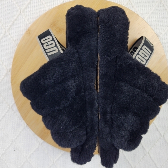 UGG Fluff Yeah Black Sandal Slippers Strap Black Size 8 Women's - Picture 6 of 11